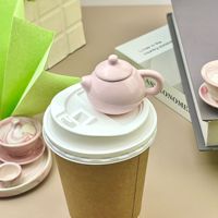 Mini service à thé créatif en céramique pour enfants à texture marbrée bleue et rose un pot quatre tasses