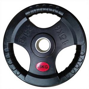 Disques de musculation en caoutchouc à triple grip, plaques de poids en caoutchouc pour haltères, idéales pour la musculation - Meilleures ventes - Product Image 4