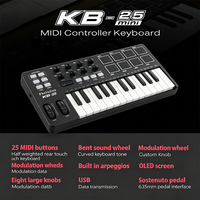 Harga grosir 25 Keyboard kontrol MIDI kunci Keyboard Mini musik portabel 8 bantalan Drum Backlit untuk produksi musik