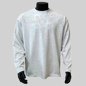 Camiseta de algodón de manga larga de gran tamaño diseño personalizado cuello redondo manga larga en blanco hombres Casual impreso de punto Unisex Camiseta de manga larga - Product Image 2