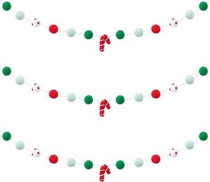 Guirlande de boules de pompons de Noël en feutre blanc, rouge et vert, décoration murale pour chambre d'enfant, fête de Noël, fabrication directe d'usine - Product Image 6