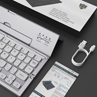 Keyboard Nirkabel Lipat Mini 2025 dengan Penyangga untuk iPhone 16/15/14/13/12/11/iPad/iPad Mini Samsung Tablet Android Ponsel Pintar