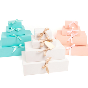 Pink Blue White Wedding Birthday Party Cookie Paper Gift Packaging White Box For Clothes With Ribbon For Valentine's Day