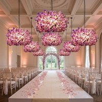 Décoration de mariage, lustre floral LED, fleurs de cerisier artificielles, luminaire suspendu, lampe de plafond romantique, décoration d'événements et de réceptions