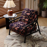 Fauteuil lounge moderne de style vintage en acier, rembourré en éponge, avec revêtement en velours écologique, idéal pour hôtel, petit appartement, salon ou maison.
