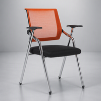Chaise de séminaire ergonomique en maille respirante avec accoudoirs, base chromée, siège portable en métal pour formation, durable, orange - Prix de gros