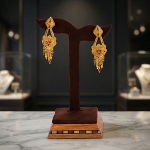 <b>Gold</b> Plated Forming <b>Earrings</b> <b>Set</b> Fashion Dangle <b>Earrings</b> <b>Set</b> Brass <b>Gold</b> Plated Traditional Dangle <b>Earrings</b> Weddings <b>Earrings</b> <b>Set</b> - Product Image 4