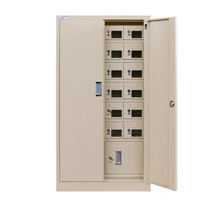 Casier à téléphones portables moderne en acier inoxydable à 24 compartiments avec stations de charge pour bureau, cuisine, école, atelier, entrepôt et parc - Product Image 3
