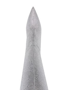 Bottes hautes pour femmes à talon aiguille, confortables, noires, avec fermeture éclair, design personnalisé, entièrement ornées de strass en cristal - Product Image 6