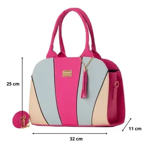 Bolso de Mano Media Luna para Mujer Fana Bruna, Color Buganvilia M3816, Correa de Cadena, Diseño Panelado, para Fiestas y Uso Diario - Product Image 3