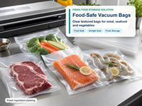 Sac sous vide alimentaire personnalisé en nylon et polyester 001 Chine, pour la conservation des fruits de mer congelés, emballage transparent