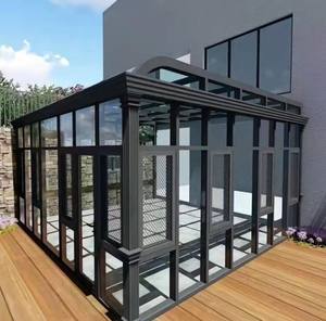 Terrasse extérieure balcon véranda avec panneaux solaires extérieur aluminium coulissant verre abri de piscine véranda toit évolutif - Product Image 6
