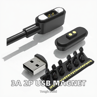 VIXUN Connecteur magnétique 2 broches 3A en PVC à ressort, pour charge USB, avec adsorption mâle-femelle, 1m 12V 2A