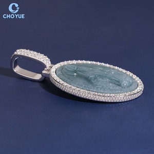 Colgante Religioso de Moissanita Estilo Hip Hop, Plata 925 Bañada en Rodio, Corte Brillante Redondo, Engaste de Garra, Amuleto de Joyería Cristiana CHOYUE - Product Image 3