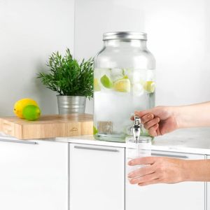 Dispenser per bevande in vetro da 3,5 litri con rubinetto, lavabile in lavastoviglie, per servire bevande - Product Image 6