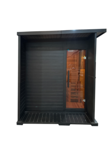 4-6 Person Outdoor Square Traditional Black <b>Steam</b> <b>Sauna</b>, Interior Canadian Red Cedar and Exterior Hemlock Wood Construction - Product Image 4
