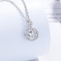 Kalung Hati Bergerak Trendy Perak 925 Liontin Halo Pave Warna Platinum Emas Hadiah untuk Wanita