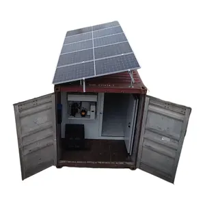 3HP Solar Powered Off Grid Walk-in Freezer Cold Storage Room Built-in 20FT shipping container for Tube Ice Fish meat Chicken