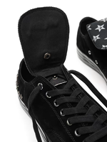 Nouvelles baskets basses en toile noires à étoiles cloutées, bout pointu, broderie, style punk streetwear, chaussures de marche hiver automne