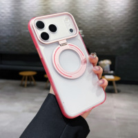 Casing HP iPhone 18 Pro TPU PC Ring Stand Rotasi 360 Airbag Anti Benturan Biru Muda Pink OEM Grosir