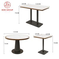 Ensemble de mobilier moderne pour café, restauration rapide, restaurant commercial : banquette incurvée, table en bois et chaises