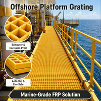Grille en PRV (Plastique Renforcé de Fibre de Verre) ignifuge pour passerelle de plateforme pétrolière offshore, pont marin et escalier de pont