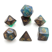 Dés à jouer polyédriques en acrylique avec logo gravé sur mesure, à bords vifs, pour RPG, D&D, lot de 7 dés, 3 couleurs, effet tourbillon, paillettes caméléon