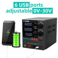 Fuente de Alimentación Digital Ajustable SUGON 3005PM 30V 5A con 6 Puertos USB, Regulador de Voltaje Estabilizado para Laboratorio