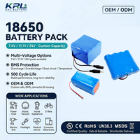 بطاريات ليثيوم أيون أسطوانية KRL 18650 معتمدة من CE/RoHS/KC، تصنيع حزم بطاريات مخصصة، 800 دورة شحن عالية الأداء