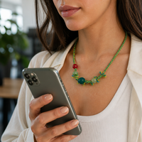 Cordon tressé multicolore Tropical-Twist Quad-Gem Torque NTAG216 NFC intégré avec perles de jade et de rubis, réglable pour l'identification