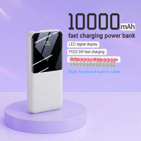 Power Bank untuk Perjalanan Bisnis 10000mah/20000mAh PD22.5W Harga Supplier Kualitas Tinggi Power Bank Layar Digital Dilengkapi 2 Kabel
