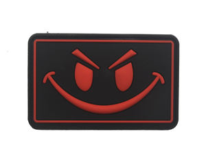 Smirk Face Evil Tactical 3D Tela de goma Etiqueta de ropa Cara sonriente Parche de silicona de goma cuadrada para etiquetas de camisa - Product Image 1