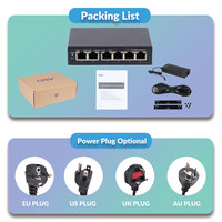 ONV Desktop 4 Port POE + 2 Port Uplink Fast Ethernet 10/100Mbps Switch Jaringan PoE Jangkauan hingga 250M