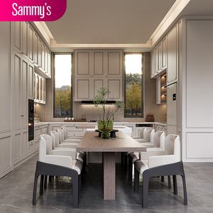 Armoires de cuisine modulaires italiennes modernes avec portes en verre et robinet de cuisine en bois blanc - Design de cuisine écologique - Product Image 1