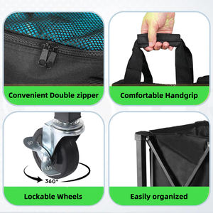 휴대용 경량 야외 피클볼 볼 카트 옥스포드 패브릭 가방 금속 스틸 프레임 100 피클볼 120 테니스 공을 보유합니다 - Product Image 4