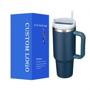 Logo personnalisé 40 Oz H2.0 Tumbler 30Oz 40 Oz Tasse d'extérieur en acier inoxydable avec poignée et paille - Product Image 1