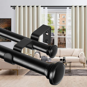 Регулируемый карниз Двойной телескопический выдвижной металлический карниз набор для домашнего декора окна гостиной с отделениями - Product Image 1
