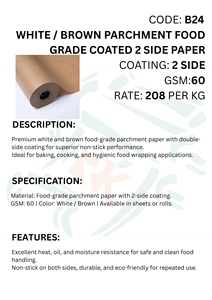 Papel de Hornear Blanco Marrón, Papel de Hornear Antiadherente de Doble Cara, Rollo de Papel de Hornear Resistente al Calor, Papel de Embalaje de Grado Alimenticio - Product Image 5