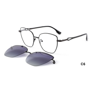 Gafas de Sol Magnéticas de Moda al por Mayor, <span class=keywords><strong>Clip</strong></span> para <span class=keywords><strong>Monturas</strong></span> de Gafas para Mujer, <span class=keywords><strong>Monturas</strong></span> Ópticas de Metal <span class=keywords><strong>con</strong></span> <span class=keywords><strong>Clip</strong></span> para Lentes de Sol - Product Image 6