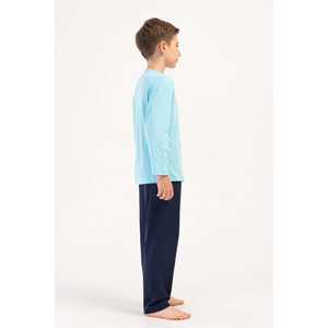 Ensemble de pyjama à col pour garçons à manches longues, tissu tricoté doux, imprimé confortable pour les tout-petits, pour le printemps et l'hiver, tailles 9/10-15/16 - Product Image 2