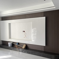 Meuble de conception moderne de luxe, étagère murale flottante en bois, support de télévision mural, unité de console, armoire avec panneaux pour salon