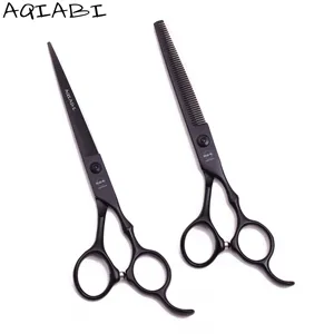 Saç kesme makas 6.5 "AQIABI JP çelik berber inceltme makasları kuaförlük makas güzellik makas Salon siyah A9030