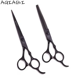 Gunting Rambut 6.5 "Aqiachi, Gunting Penipis Baja, Gunting Salon Kecantikan Hitam A9030