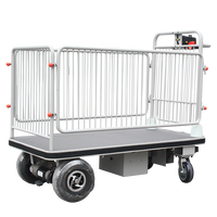 Chariot à plateforme électrique 200 kg-400 kg, chariot à palettes en acier à 4 roues, chariot de manutention robuste pour entrepôt