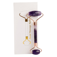 Vente en Gros de Réduction d'Usine de Meilleure Qualité Rouleau de Jade en Cristal d'Améthyste et Masseur Facial Gua Sha pour Visage