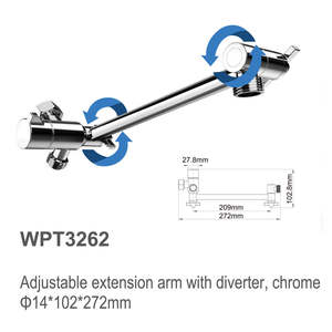 Tige d'extension de douche réglable en forme de L en acier inoxydable avec inverseur et connecteur de verrouillage pour accessoires de baignoire - Product Image 3
