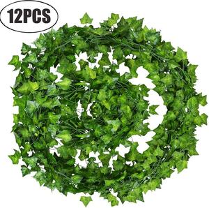 V550 Décoration murale intérieure et extérieure de haute qualité en plastique feuilles vertes plantes rotin guirlande soie artificielle suspendue fausse vigne de lierre - Product Image 2