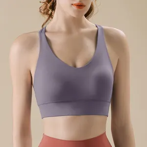 Nouveau Style en forme de Y dos licou gilet antichoc sous-vêtements de sport en cours d'exécution avec coussin de poitrine femmes Fitness Yoga soutien-gorge