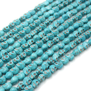 Tête de squelette turquoise perles dispersées accessoires de bricolage tête de fantôme de pin explosif perles de matériau semi-fini - Product Image 2
