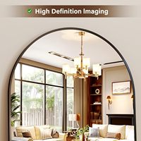 Miroir décoratif Art Déco arqué pleine longueur 56x21 pouces avec cadre en aluminium, miroir mural ou sur pied pour la décoration intérieure, chambre et salon